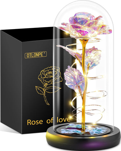 Otlonpe Rose Flower Valentines Day Gifts for Her, Birthday Gifts for Women Mom Wife Girlfriend, Handmade Glass Roses Flowers Womens Gifts for Valentine's Day, Anniversary, Womens Day, Mothers Day