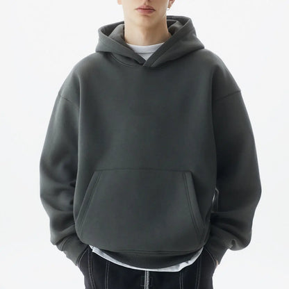 Autumn and Winter Wholesale Plain Blank 350 Grams Oversize Pullover Men's Winter Fleece Hoodie Fleece Hooded Sweater