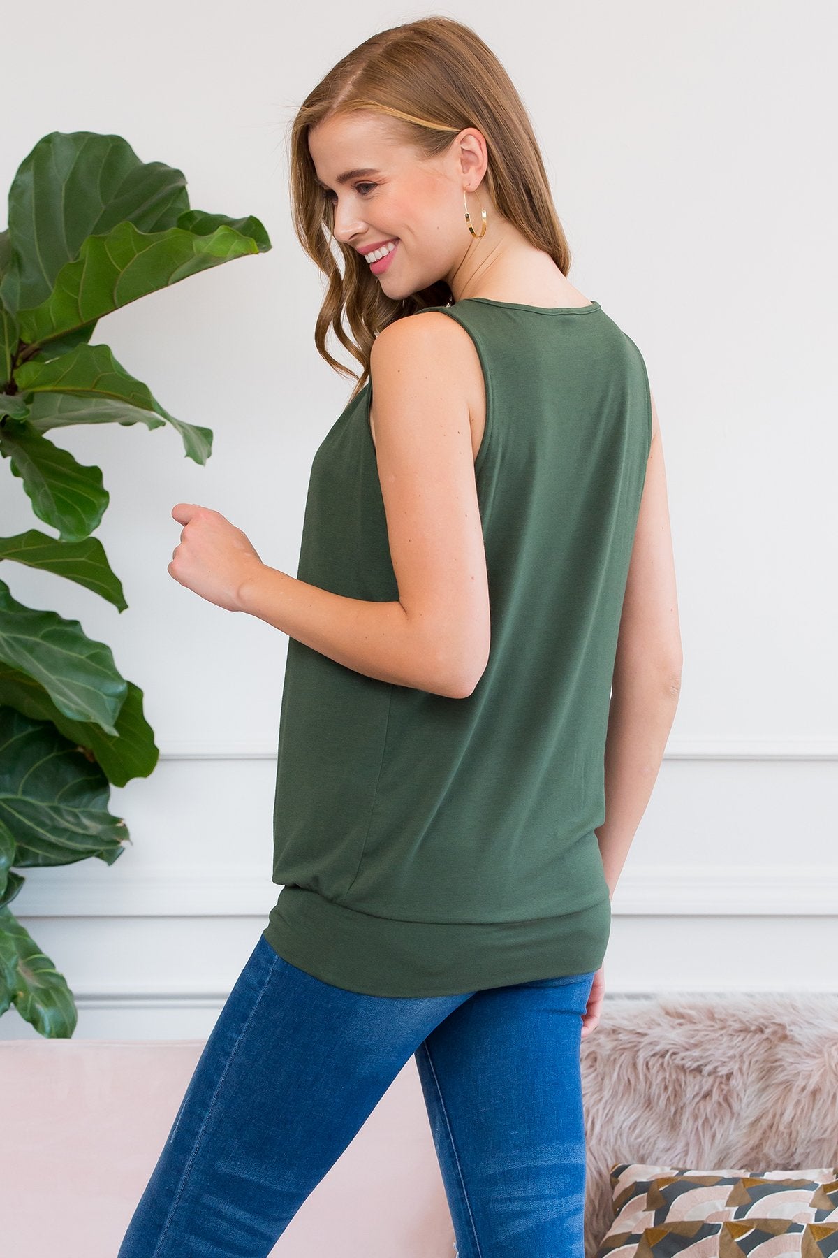 Sleeveless Pleated Top With Waistband