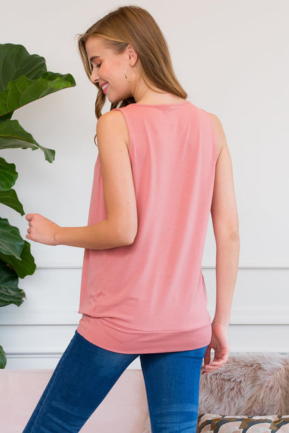 Sleeveless Pleated Top With Waistband