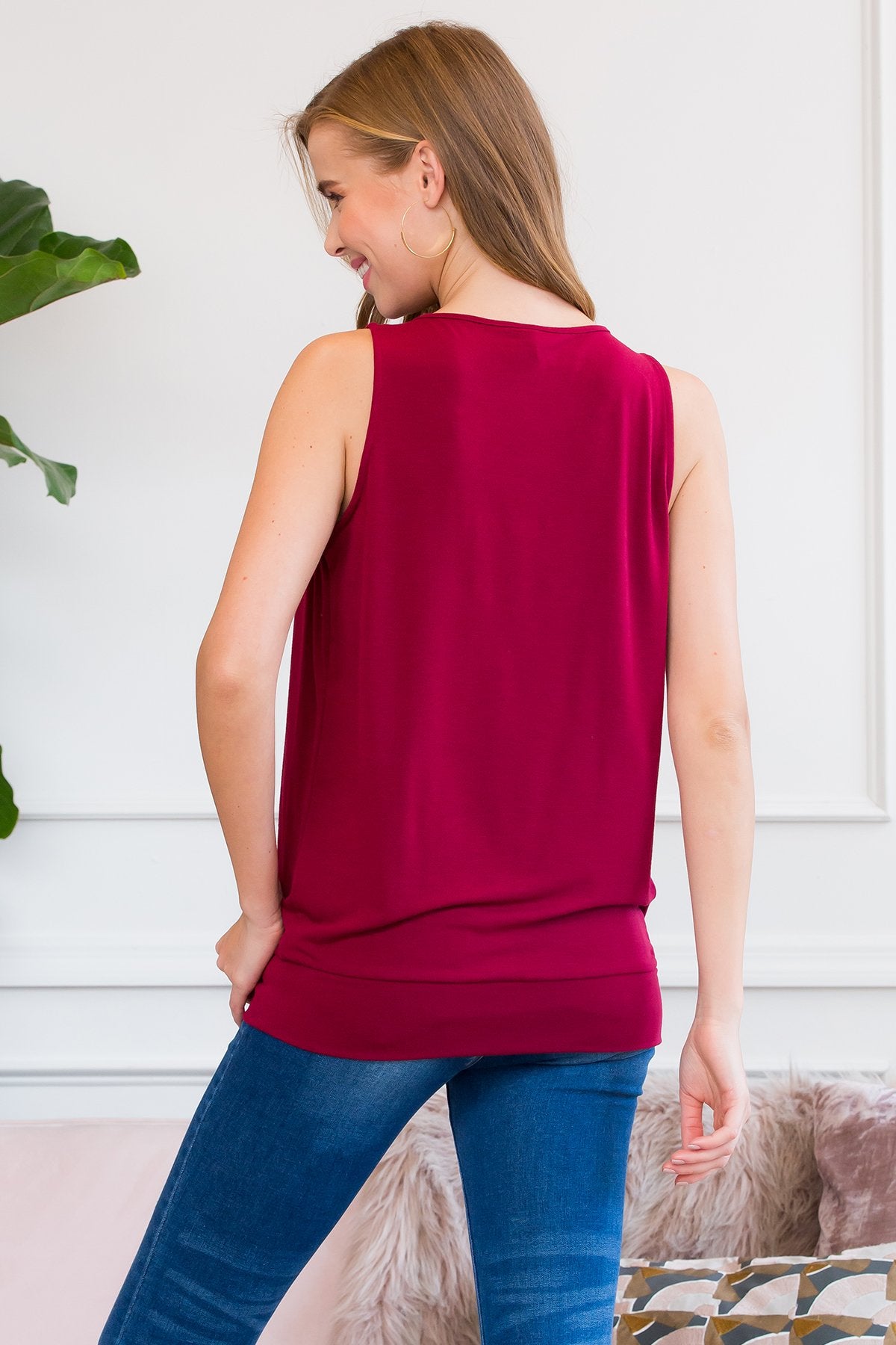 Sleeveless Pleated Top With Waistband