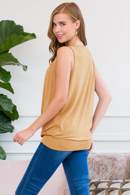 Sleeveless Pleated Top With Waistband