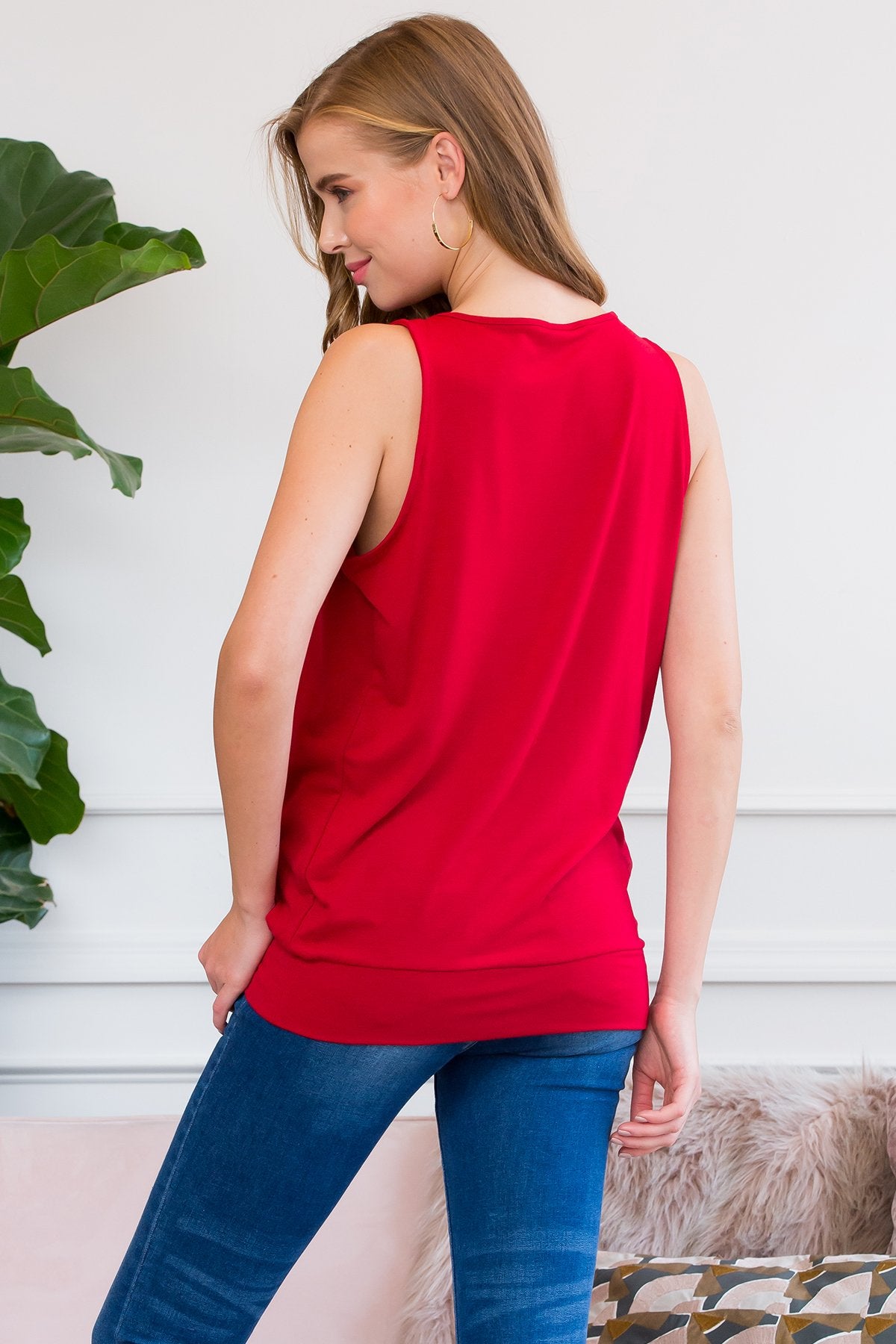 Sleeveless Pleated Top With Waistband