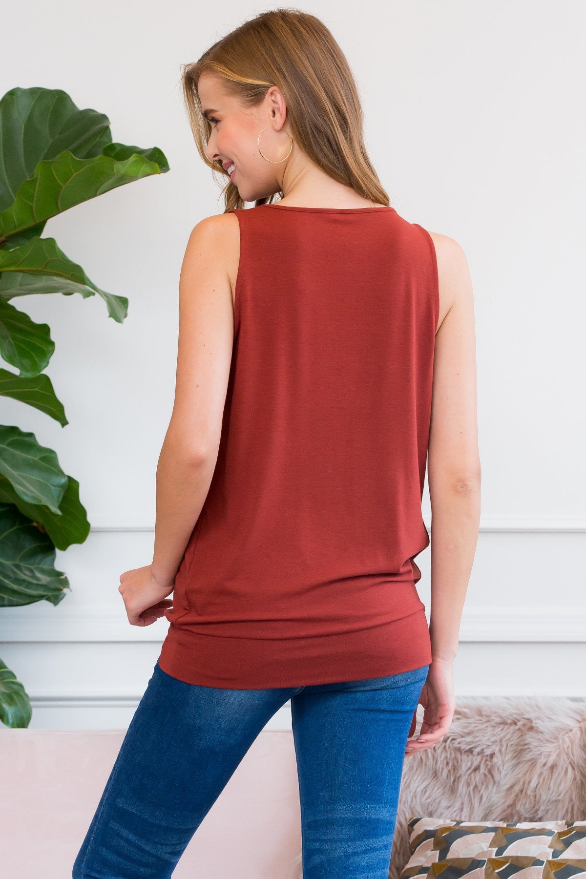 Sleeveless Pleated Top With Waistband